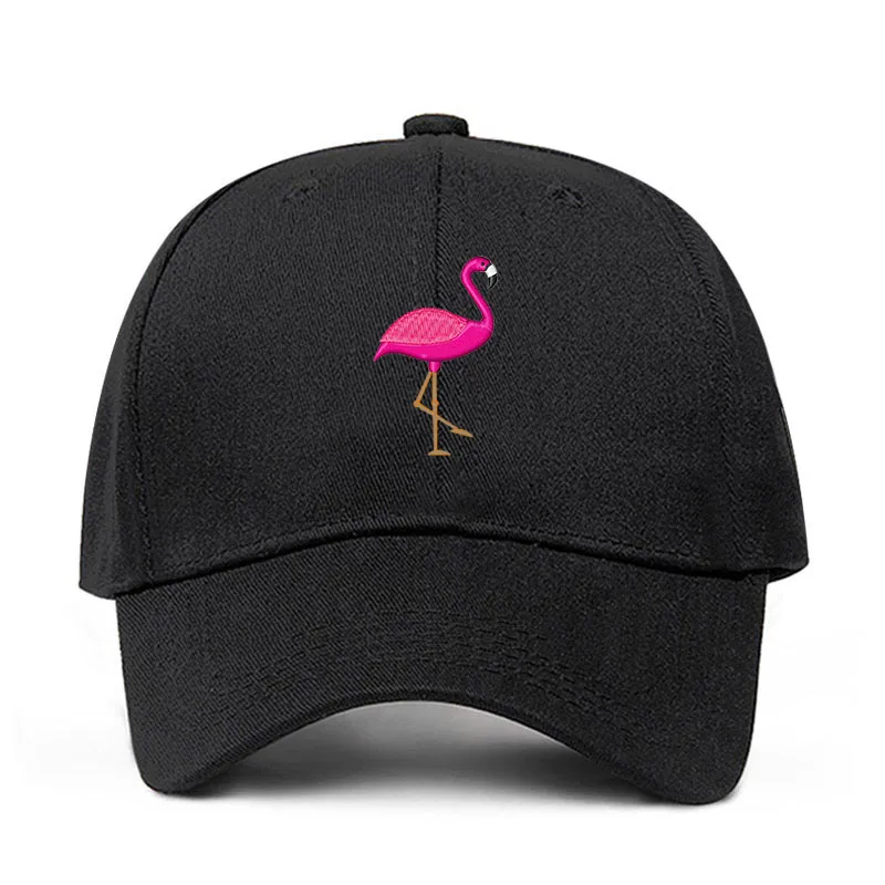 Новинка года; дизайнерская шапочка из хлопка с вышивкой Фламинго; модная шапка для папы; сезон весна-осень; шапка для гольфа; женская шапка; Прямая поставка - Цвет: black
