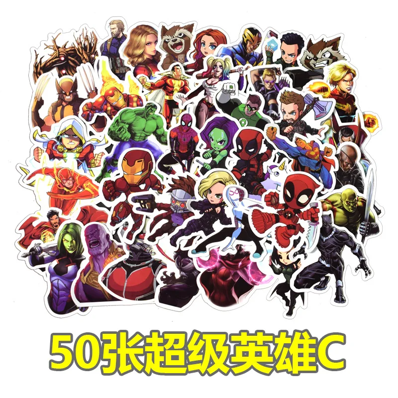 Luggage Stickers 50 Disney Marvel Superheroes Non-repetitive Waterproof Graffiti Cartoon Car | Игрушки и хобби