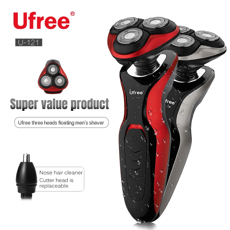 Ufree U-121 уход за лицом для мужчин триммер для бороды машинка перезаряжаемая электробритва 3D с тройным плавающим лезвием головки бритвенные бритвы 100-2