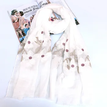 

2020 Floral Bird Printed Women Long Scarf And Shawl Female Fashion Design Hijab Bufanda Red