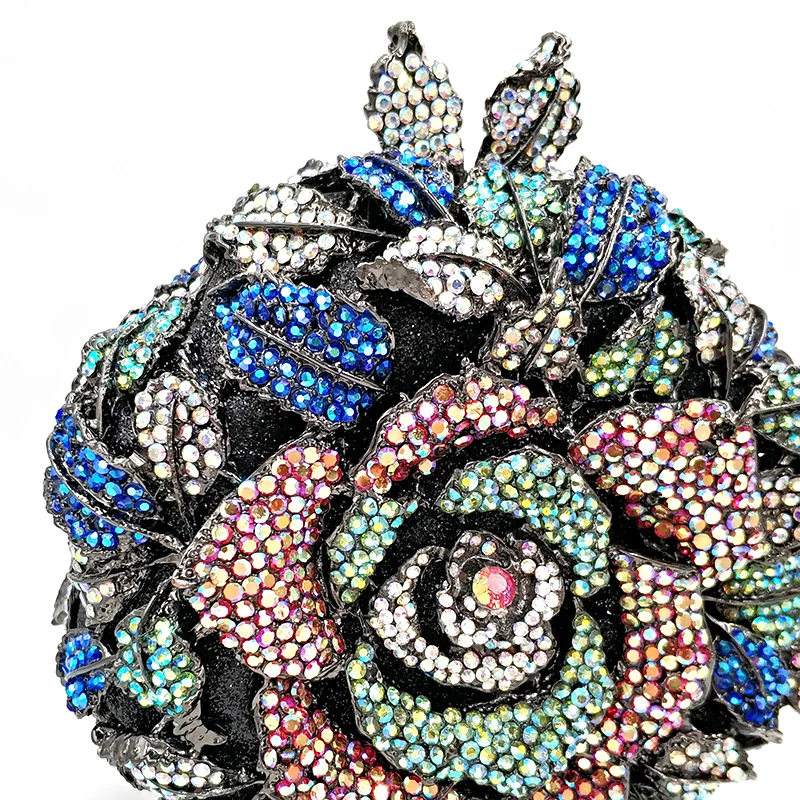 Новейшая женская вечерняя сумочка с бриллиантами, маленький кошелек, роскошные клатчи, Свадебная вечеринка, элегантный цветок розы, хрустальные кошельки