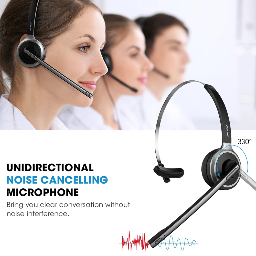 Mpow M5 Bluetooth 5 0 Headset Wireless Over Head Noise Canceling Headphones With Crystal Clear Microphone For Trucker Driver