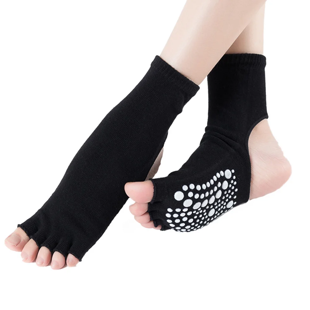 Anti Slip Yoga Socks Toeless Backless Home Comfortable Women Cotton Blend Breathable Ballet