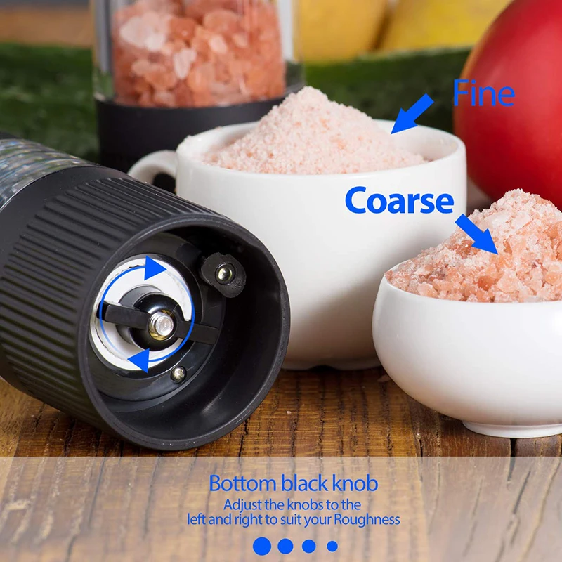 Salt and Pepper Mills,Electric Kitchen Spice Grinders Set With Bright Light,Adjustable Powered Shakers,Automatic One Hand Mills Salt and Pepper Mills,Electric Kitchen Spice Grinders Set With Bright Light,Adjustable Powered Shakers,Automatic One Hand Mills