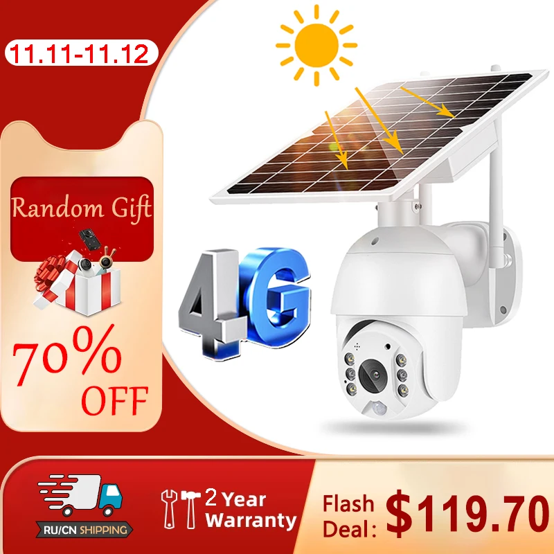 EVKVO 4G Version 3MP IP Camera FHD Solar Panel Outdoor Surveillance Waterproof CCTV Smart Home Two-way Voice Battery Cam | Безопасность
