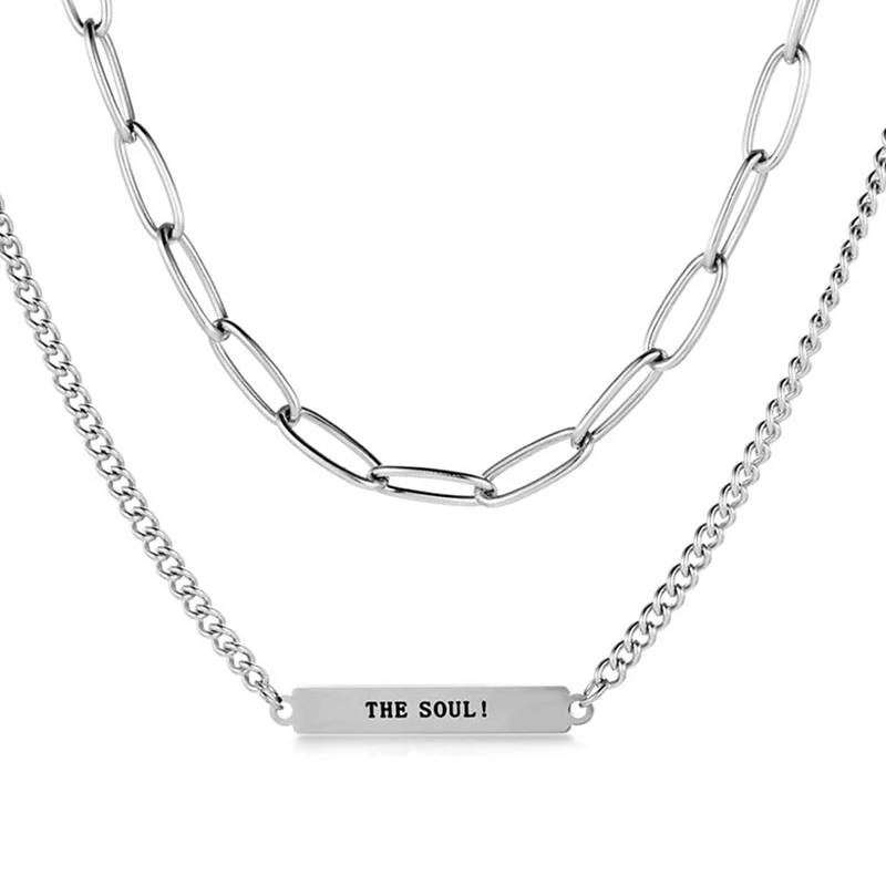 

NANDESI Punk Hip Hop Silver Color Pendant Necklace Women Multilayer Clavicle Chain Female Simple Style