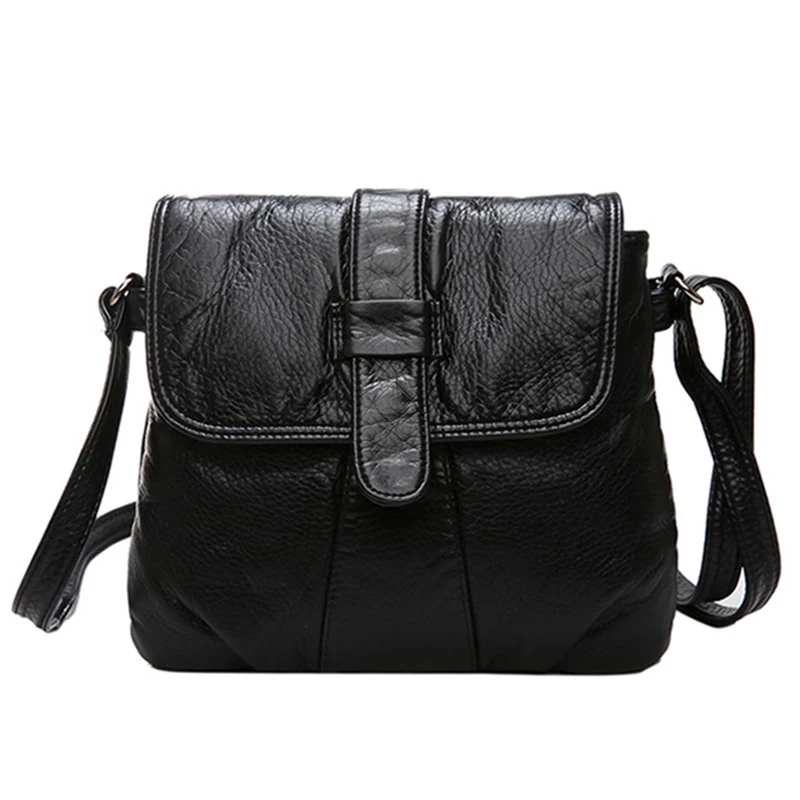 Black-BK CmetNi черный Малый для женщин сумка мягкая промывают из искусственной кожи Crossbody женская сумочка кошельки - Цвет: Black-BK