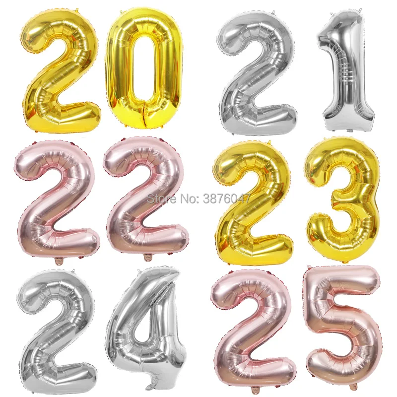 

40inch number 20 21 22 23 24 25 balloon gold silver anniversary party decoration 20th 21st 22nd 23rd 24th 25th birthday balloons