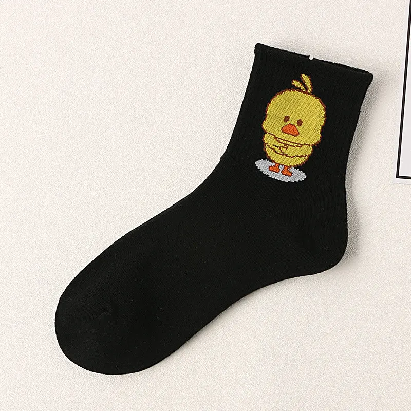 Мужские носки в стиле хип-хоп с изображением персонажей из мультфильмов, классные желтые носки с изображением уток, хлопковые носки для скейтборда, забавные носки с рисунками, повседневные носки для влюбленных - Цвет: 9
