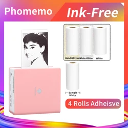 Phomemo – imprimante Portable M02, Machine pour faire des photos, des autocollants, sans encre, rouleaux de papier thermique coloré, pour texte QR Code 