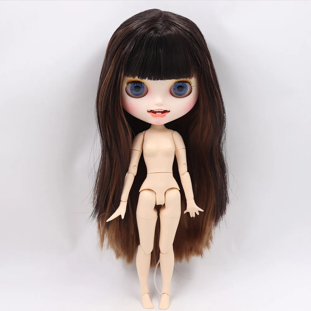 Ледяной обнаженный Blyth Кукла № BL9158/0312 коричневый mixedhair резные губы открытый рот матовая индивидуальные лица сустава тела 1/6 bjd - Цвет: like the picture