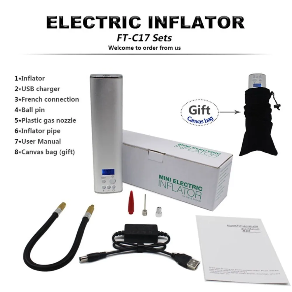 Built-In Battery Dc13V Intelligent Digital Display Air Pump Compact And Suitable For Carrying Car Bicycle Pump