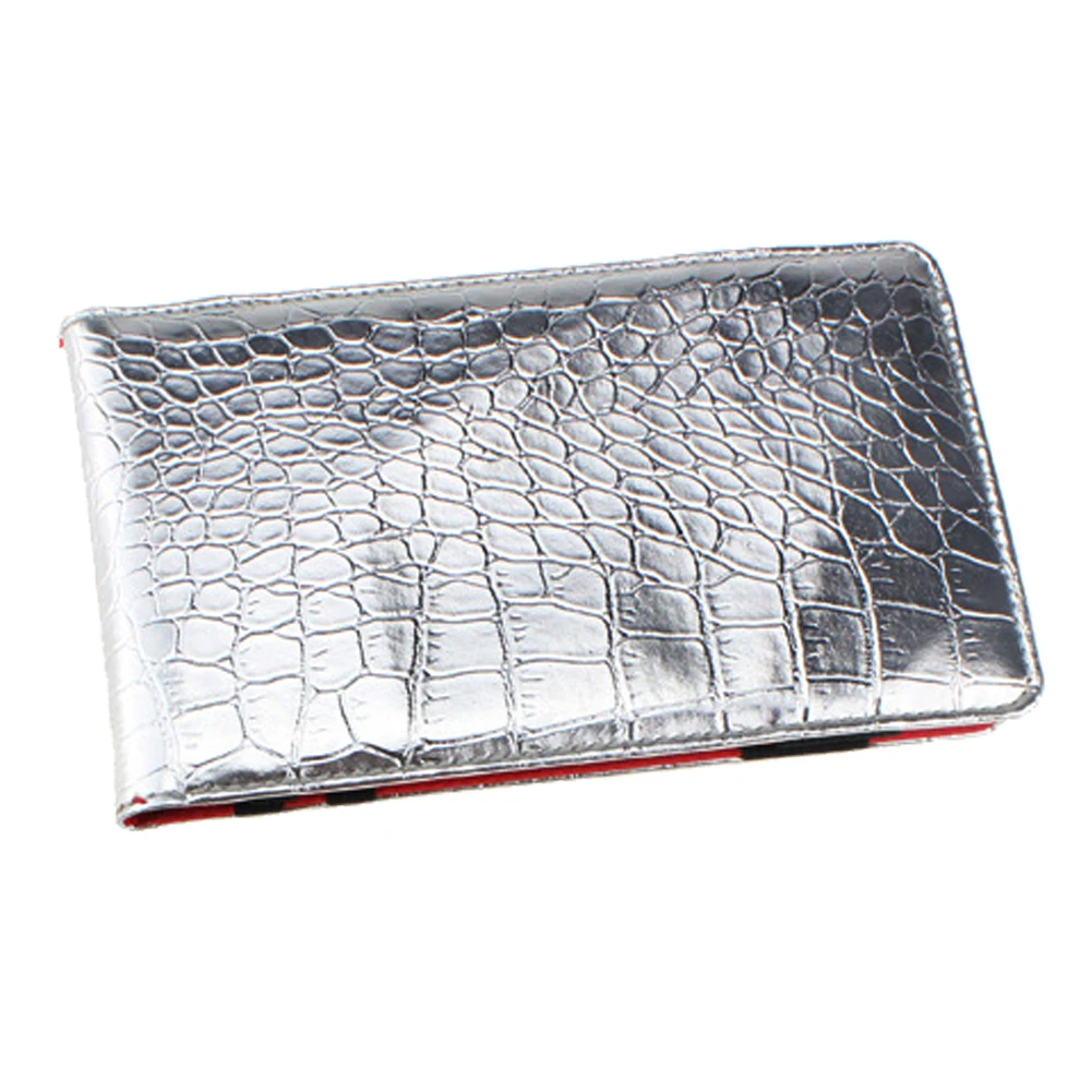 Scorecard PU Leather Portable Durable Embossed Professional Statistics Universal Golf Fashion Training With Pencil Solid - Цвет: Silver