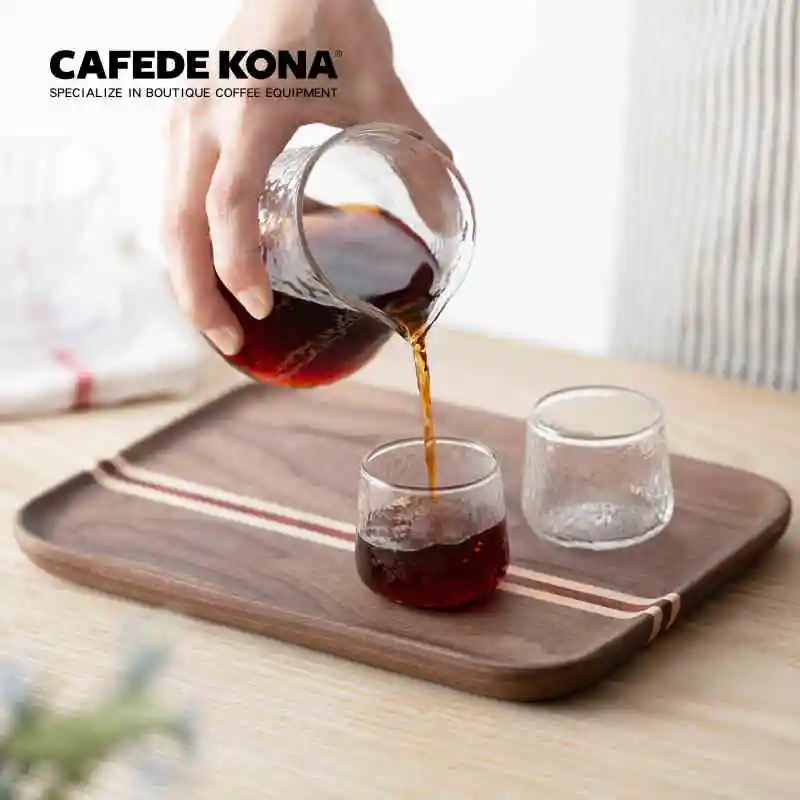 CAFEDE KONA, черный орех, поднос для кофе, чашка для воды, тарелка для кондитерских изделий, фруктовая тарелка, 26*22 см, прямоугольный поднос из цельного дерева для домашнего чая