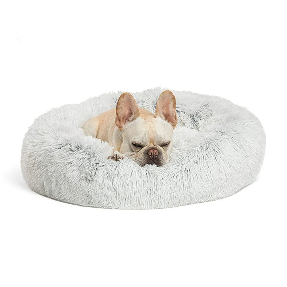 60 см мягкая теплая круглая кровать для питомца пончик удобное гнездо для питомца собака кошка Моющийся питомник легко чистые принадлежности для животных теплый дом для питомца 5
