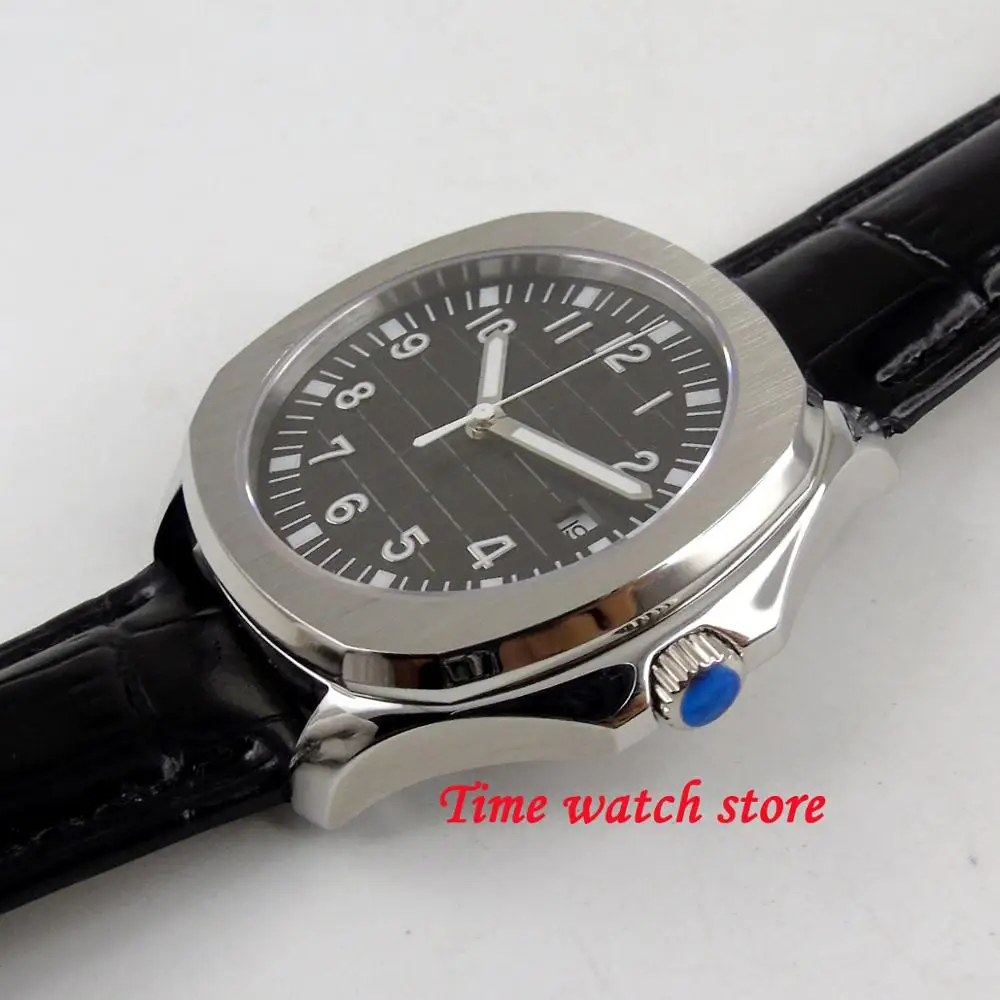 Bliger 40 мм Miyota 8215 квадратные автоматические часы для мужчин сапфировое стекло светящийся черный синий strile циферблат водонепроницаемый кожаный ремешок