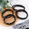 6MM Natural Stone Men Charm Bracelet Black Genuine Leather Magnetic Buckle Bangle 19cm Male Hologram Bracelets Jewelry ► Photo 3/6