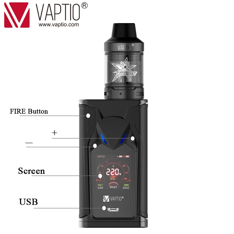 Вейп набор vaptio SUPER BAT 220W электронная сигарета боксмод 220 Вт бак 2 0 510 thread вейп мод 1