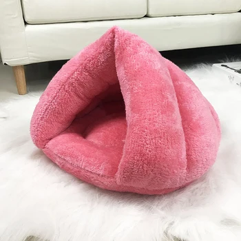 

Winter Lovely Triangle Pet Cat Dog House Kennel Puppy Thick Soft Bed Plush Sleeping Mat For Small Animals