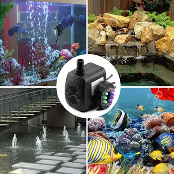 

1000L/H 15W Fountain Pump Submersible Water Pumps Ultra Quiet Water Pump With12 LED Colorful Light for Fish Tank Aquarium