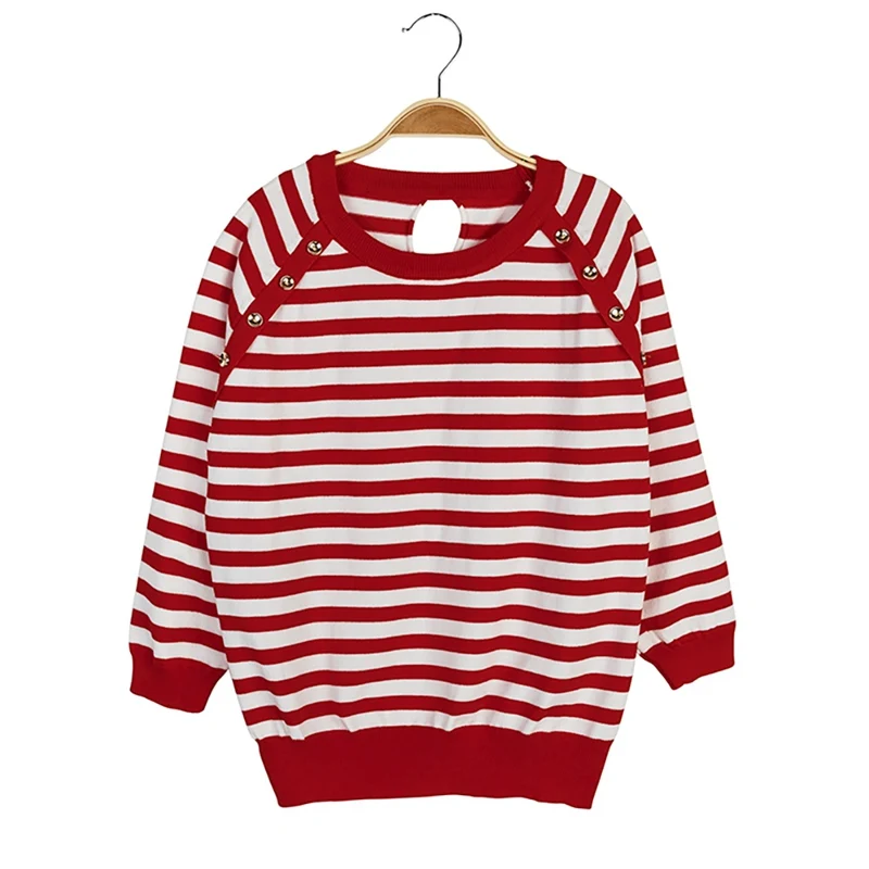 

Women Fashion Sweaters Autumn Winter Striped O-Neck Long Sleeve Sweaters Loose Hollow Buttons Pullover Tops Slim Sweater #25