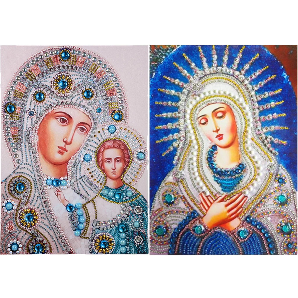 2 Set Special Shaped Religion Diamond Painting DIY 5D Partial Drill Crystal Cross Stitch Kits