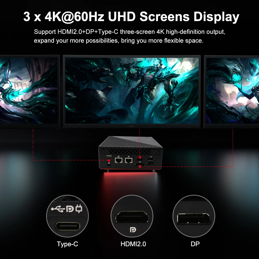 Новый игровой компьютер Eglobal AMD Ryzen 5 4500U HDMI + DP Type-C 3x4K @ 60 Гц Win8/10/11