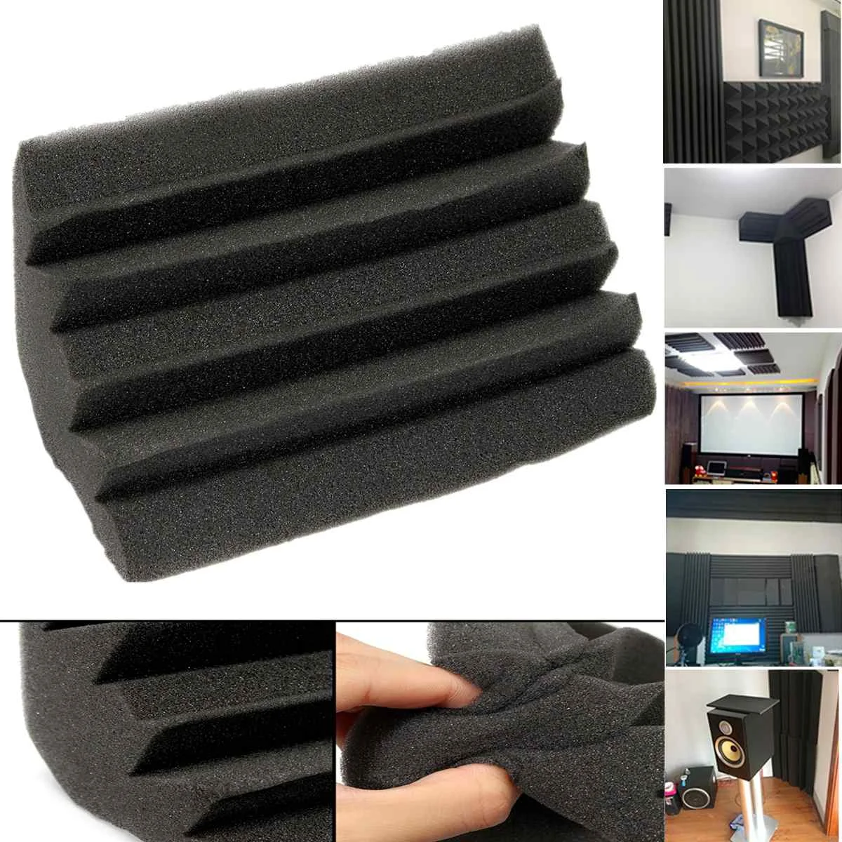 24x12x12 см Мини угловая Звукопоглощающая пена хлопок Угловые басовые ловушки студийная пенная панель Звукопоглощающая акустическая обработка