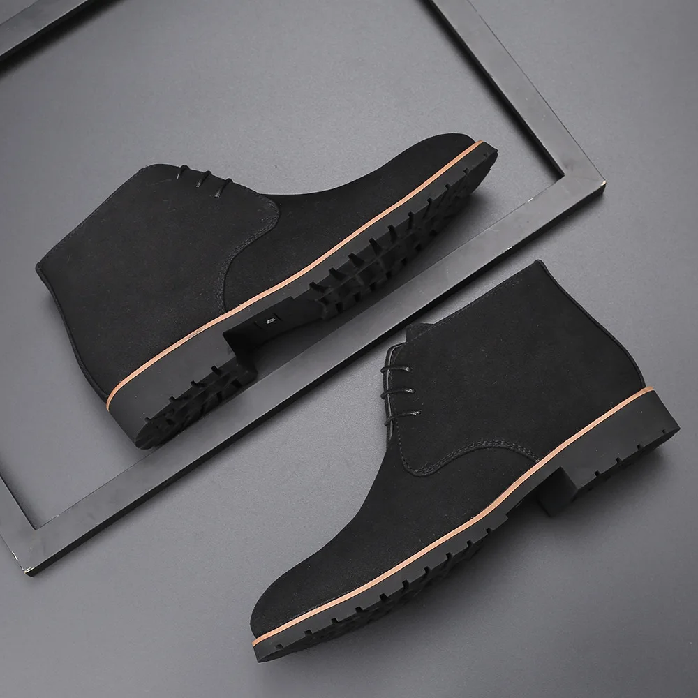 Men's Ankle Chelsea Boots - Cow Suede Leather. Slip-On Style - true deals club