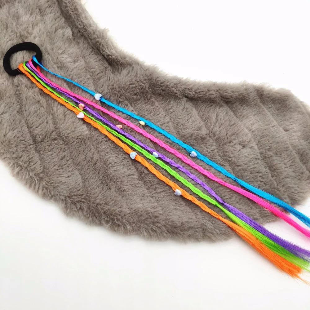 Love multicolor 1 шт., детский цветной парик, заколка для волос, для женщин и девочек, косичка, эластичные ленты для волос, уличная производительность, аксессуары для волос для укладки - Цвет: Love multicolor