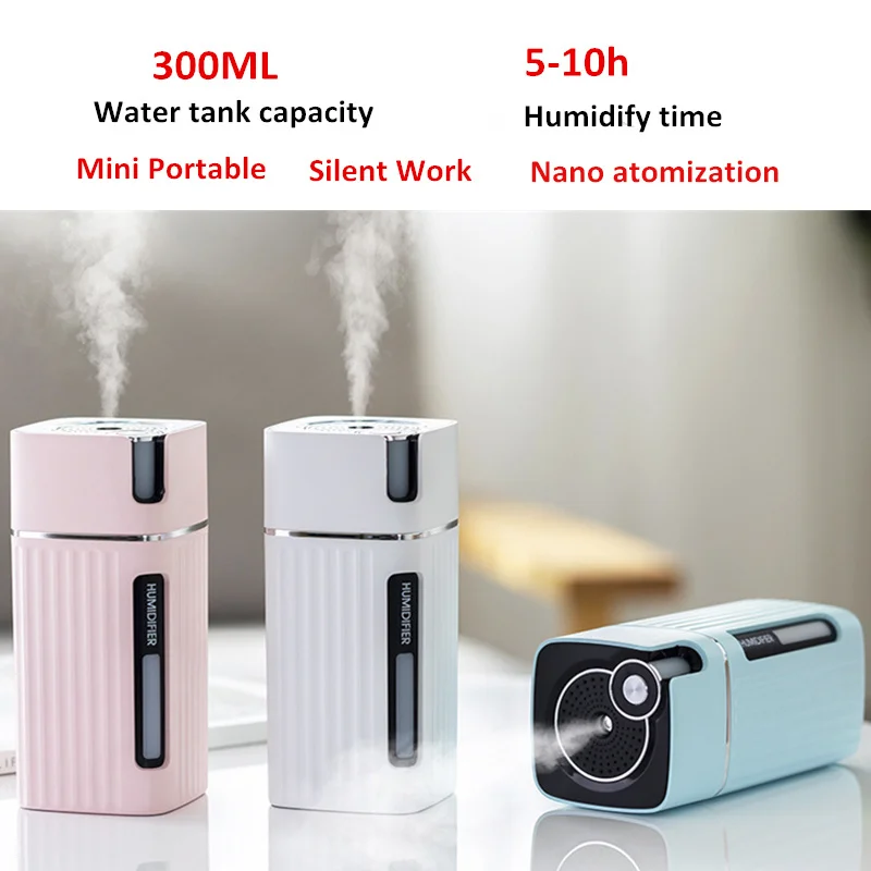 300ml Portable Air Humidifier USB Cool Mist Ultrasonic Aroma Diffusers Aromatherapy Air Purifier Car Home Difusor Humidificador