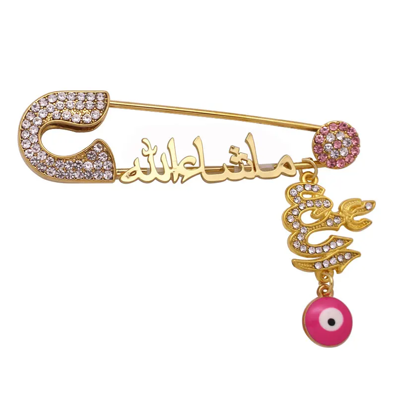 islam muslim Mashallah in arabic Allah Turkish evil eye Stainless Steel brooch Baby Pin | Украшения и аксессуары