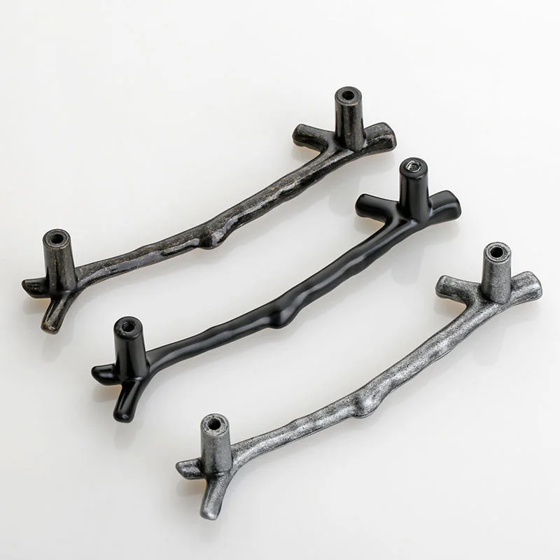Tree Branch Door Handles Twig Kitchen Cabinet Knobs and Handles Wardrobe Closet Zinc Alloy Furniture Handle Drawer Pulls Black