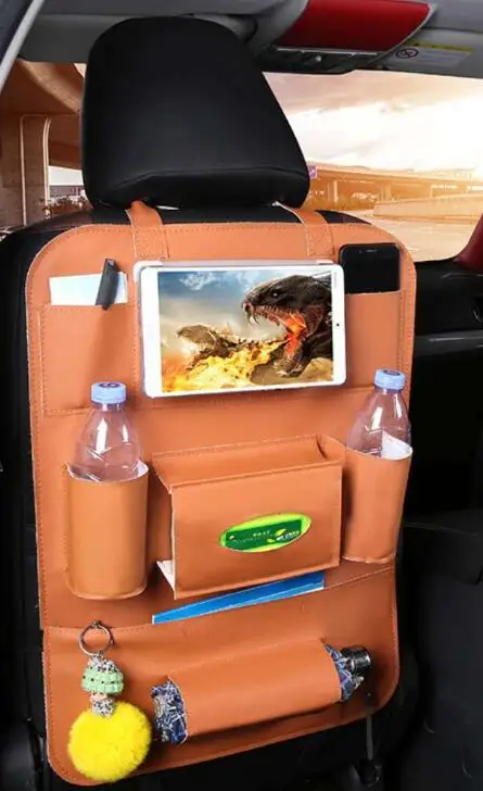 Автомобильная сумка для хранения, органайзер для автомобиля, сумка на заднее сиденье, чехол для автомобильного сиденья, коробка для хранения, Многофункциональная крышка для сиденья, грязеотталкивающая - Название цвета: Оранжевый