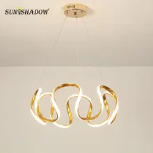 Золотая и кофейная современная светодиодная Люстра подвесная потолочная лампа люстра светильник ing гостиная спальня столовая кухонный светильник закрепленный