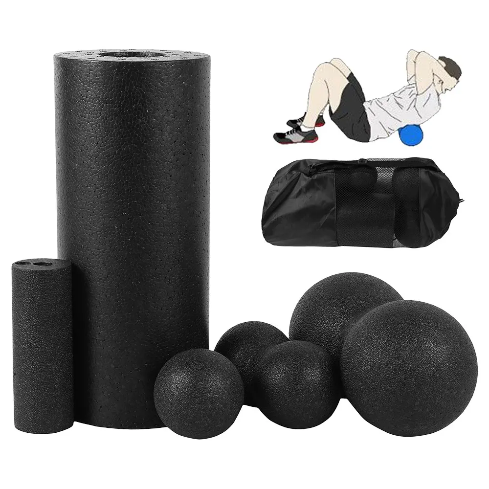 Yoga Training Set Foam Roller Massage Ball Resistance Band Fitness Back Gym 5Pcs