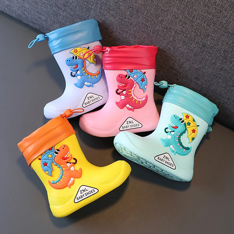 Dinosaur Rain Boots Kids Girl Cute Cartoon Snow Boots for Children