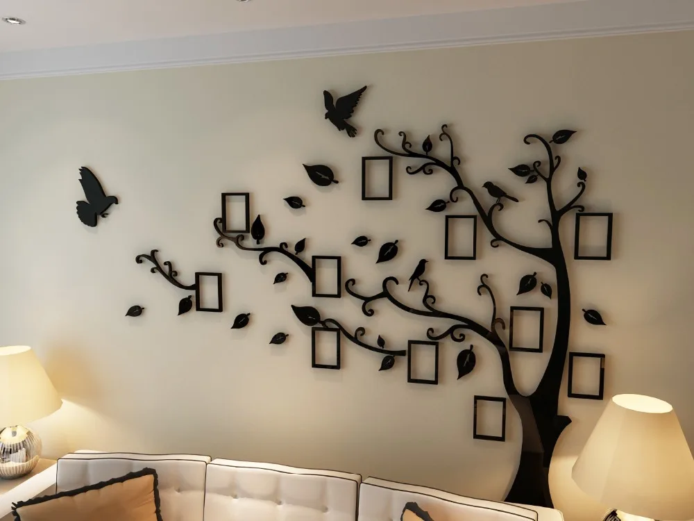 Large Size Tree Photo Frame Acrylic Wall Stickers Living Room Bedroom Decor Photo Frame 3D DIY Stickers Home Decoration