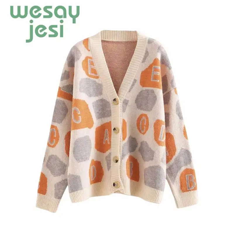 

Vintage Knitting Cardigan Women Coat casual style Autumn Fashion V-Neck Long Sleeve Knit cute Sweater Coat Tops