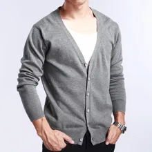 Осень V образным вырезом мужской кардиган свитер пальто бизнесменов Тонкий облегающий вязаный свитер полный рукав комфорт кардиган Masculino