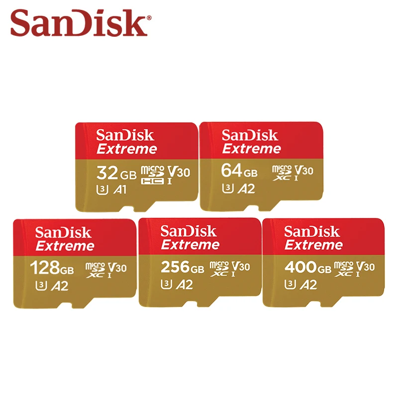 Sandisk TF карта 400 ГБ флэш 64 Гб A2 4K U3 V30 256 Micro SD 32 C10 мини памяти 128 высокоскоростной