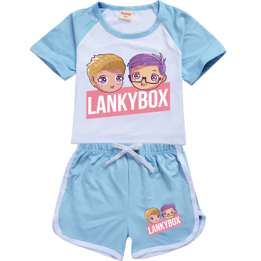 Children's Clothing Sets Kids Lankybox Costume Tracksuit Baby Girls Short Sleeve T-shirt + Shorts 2-pcs Sets Boys Outfits pajamas for newborn girl  Clothing Sets