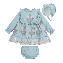 Высококачественное испанское платье-корт на заказ вышитое платье в стиле принцессы с длинными рукавами для девочек, комплекты одежды из 3 предметов на осень и зиму для детей