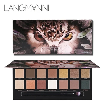 

LANGMANNI Nude 14 Color Eyeshadow Palette Shimmer Matte Eye Shadow Makeup Glitter Pigment Pressed Powder Animal Cosmetics Kit