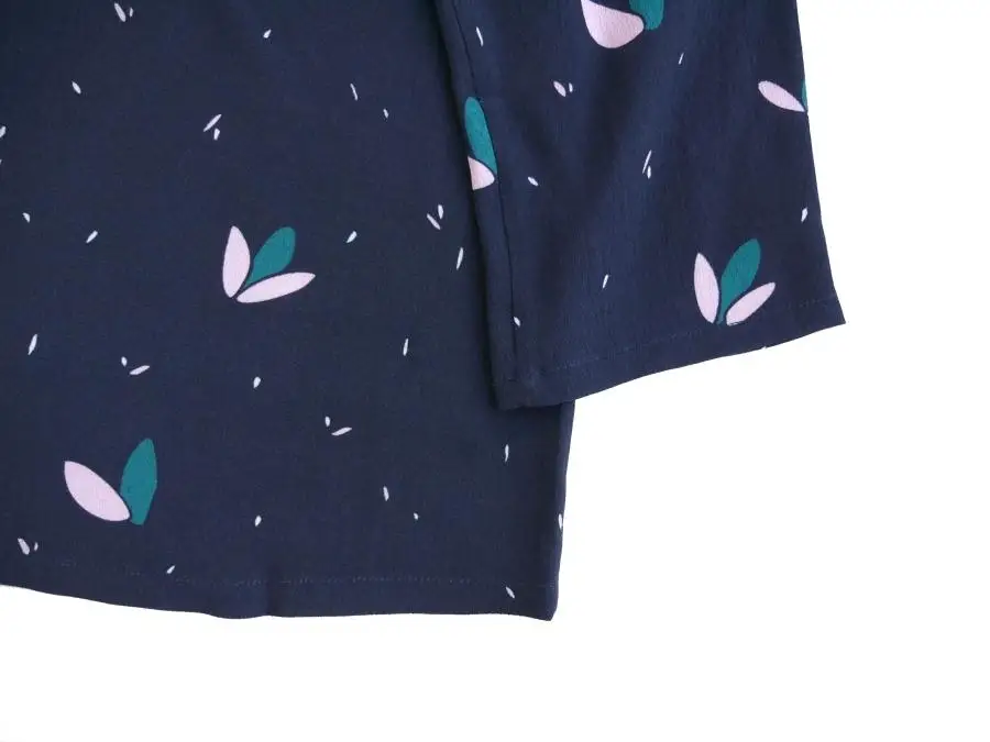 Женская рубашка+ юбка с принтом трилистника, рубашка с красивыми пуговицами, вискоза, темно-синий топ+ мини-юбка, наборы