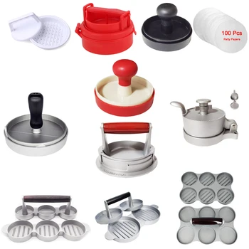 

Drop shipping Hamburger Press Patties Maker Mold Patty Meat Burger Press Making Hamburger Burgers Wooden Handle