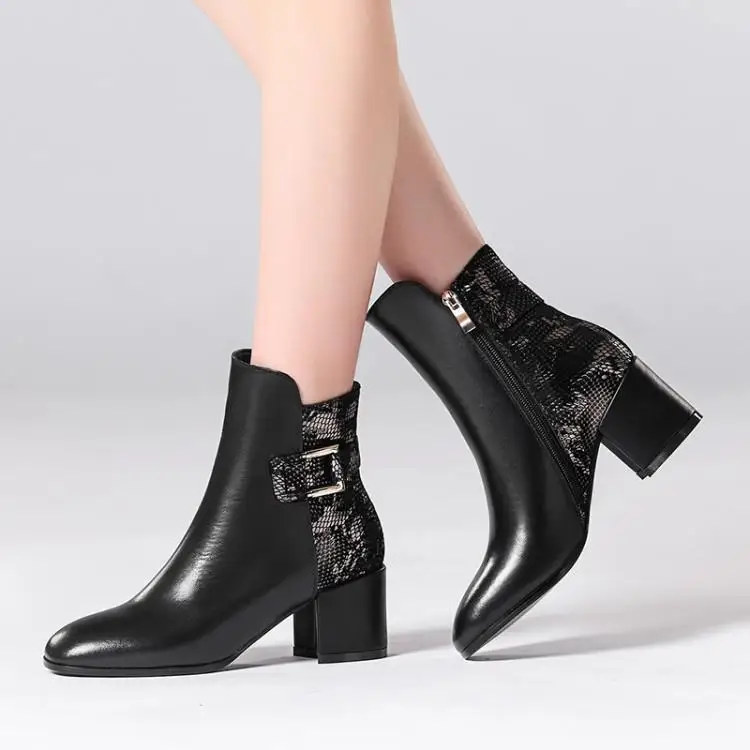 

Martin boots 2019 autumn and winter women shoes short boots high heel fashion cowhide layer cowhide 6cm