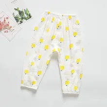 Лидер продаж; Летние противомоскитные штаны из хлопка и льна с героями мультфильмов для девочек детские тонкие дышащие штаны-фонарики в Корейском стиле