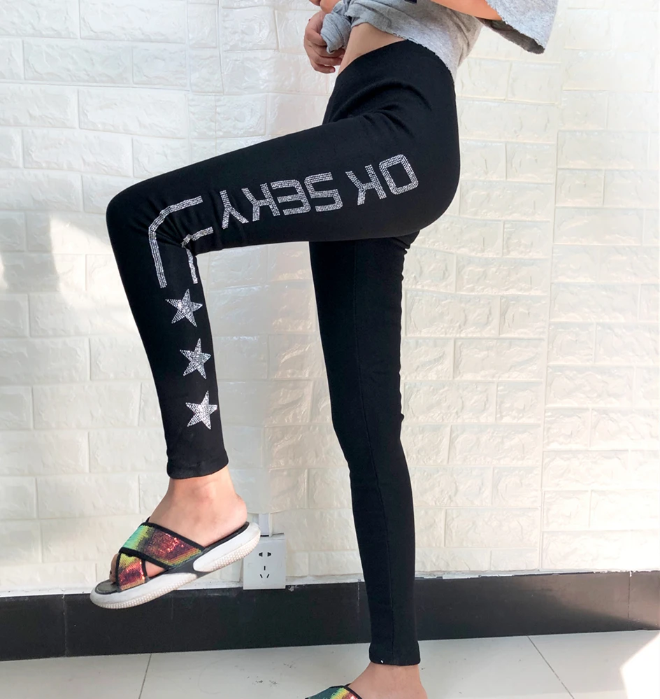 

Autumn and winter plus velvet thick tight beaded diamond cotton winter plus velvet warm inside wear