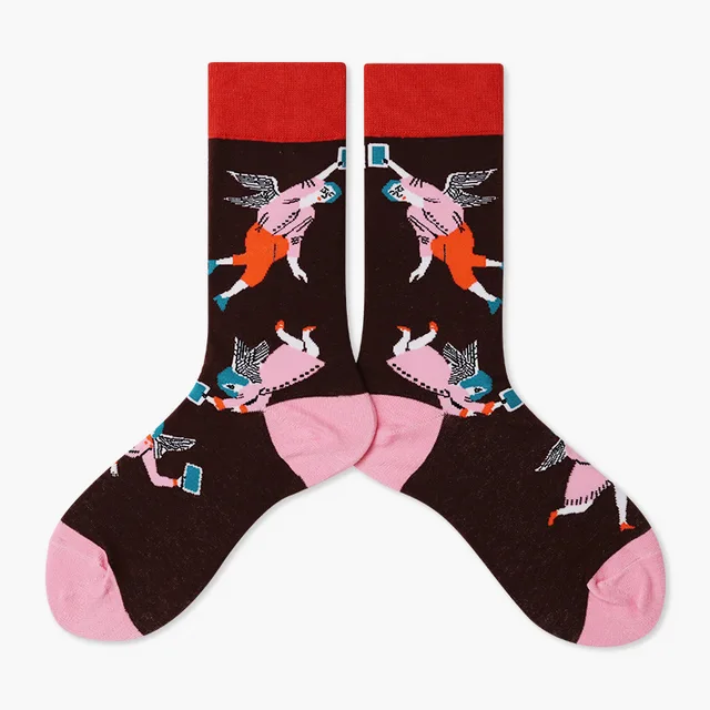 Autumn/Winter Couples Skateboard Sox Creative Abstract Art Harajuku Hip Hop Streets Tide Socks Colorful Funny Socks Skarpetki 10